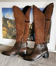 Echt LAMMFELL BUFFALO Stiefel 37 Overknee Lammfell Boots ECHTLEDER Braun 
