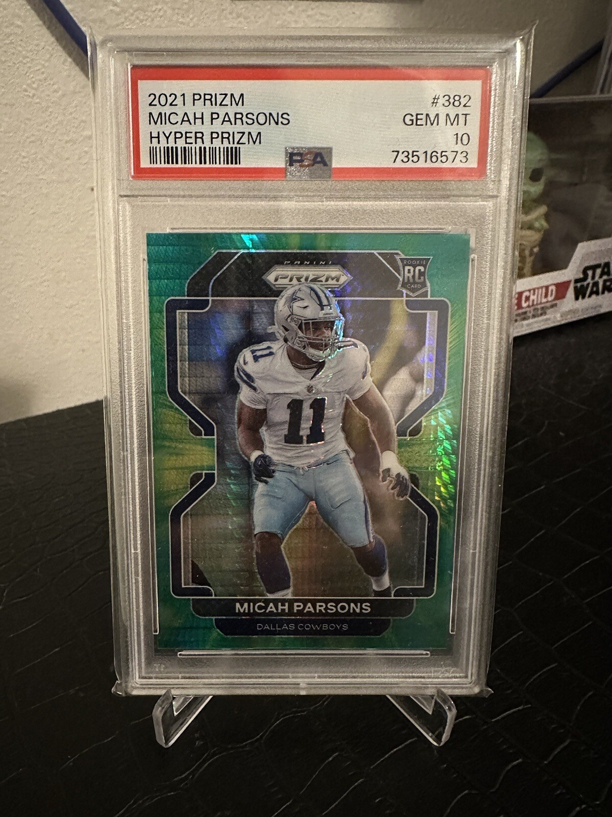 2021 Micah Parsons Panini Prizm Green Hyper Prizm #382 Cowboys 157/175 PSA 10