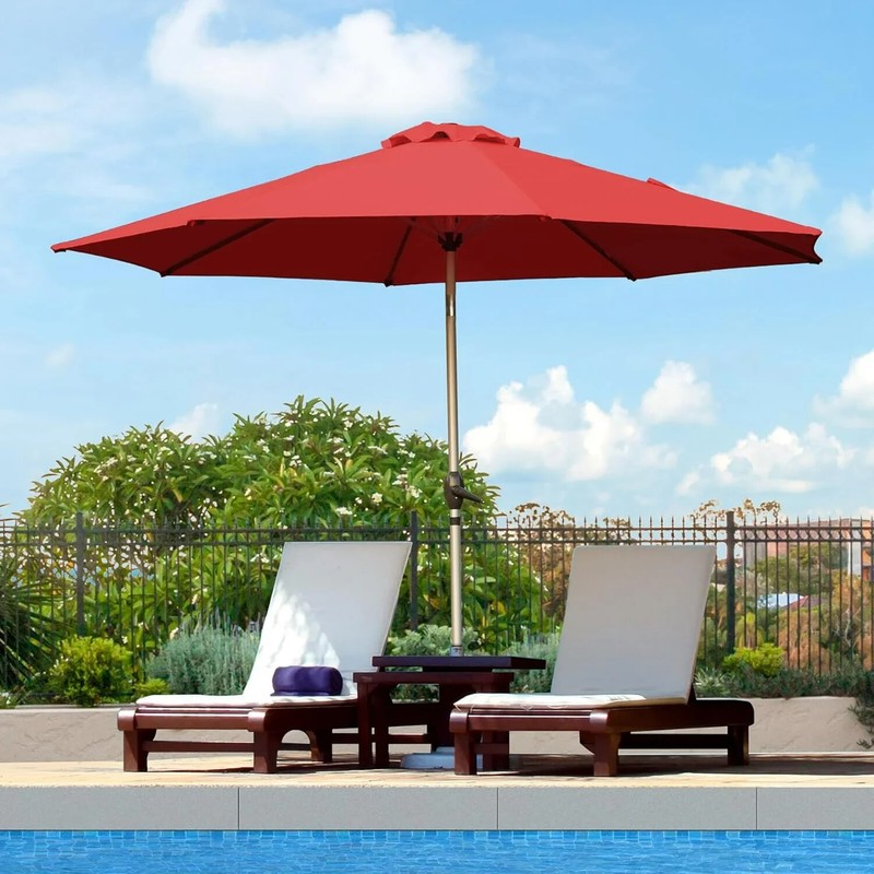 Domi 9FT Patio Umbrella w/Push Button Tilt and Crank for Deck Porch Backyard