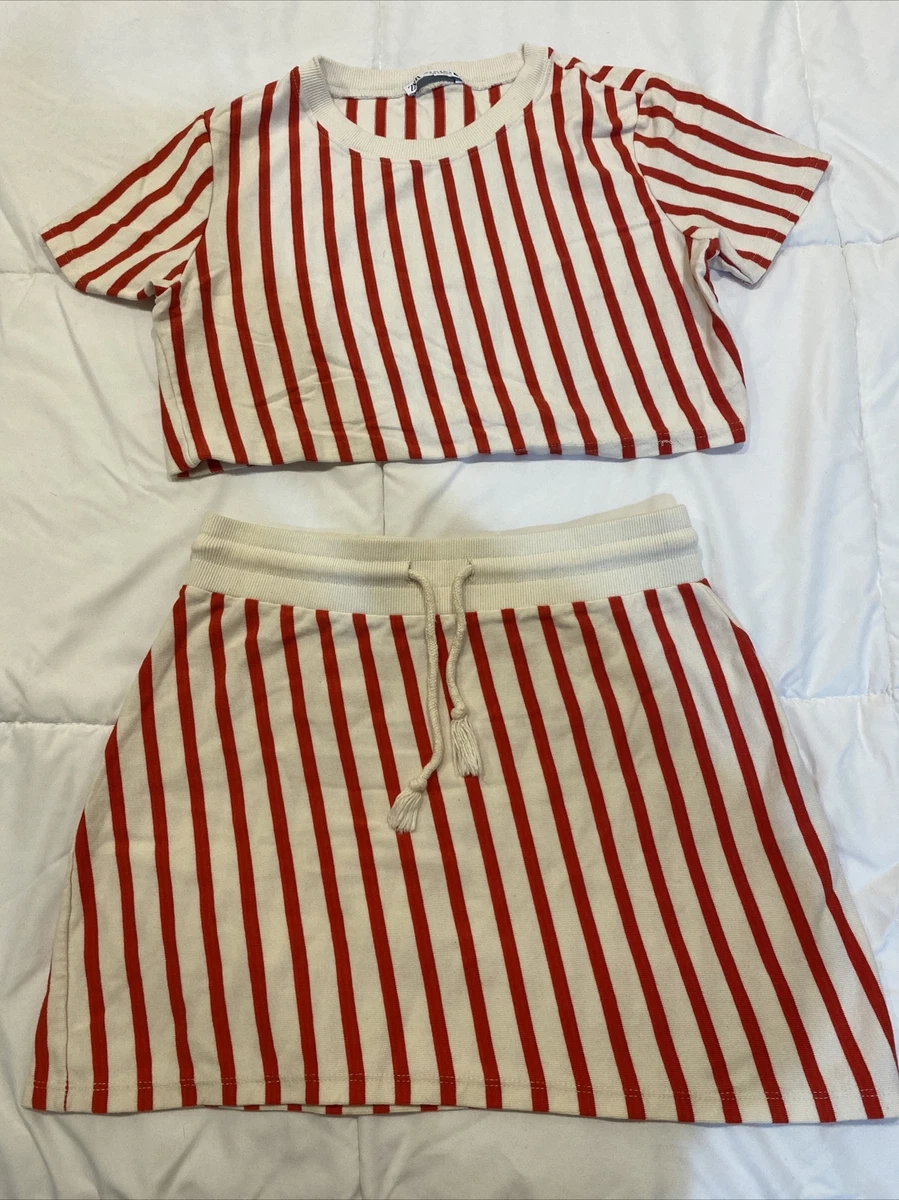 Red and white striped two piece set 2025