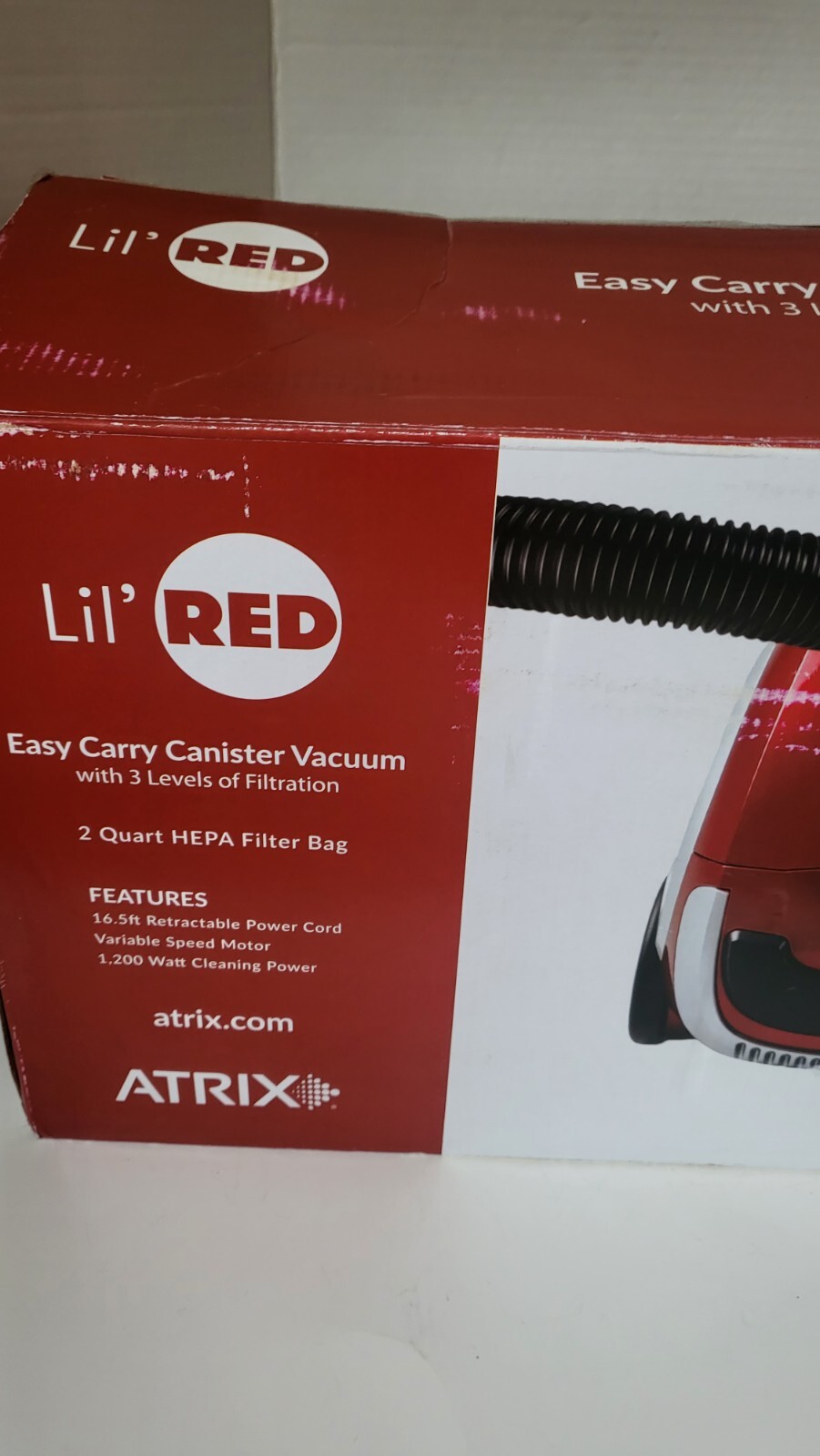 Atrix Lil Red Bagged Canister Vacuum Cleaner Model AHSC1 open box
