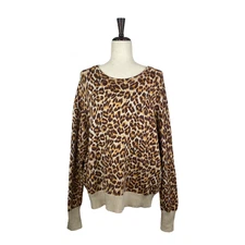 Elodie Women's Brown Leopard-Print Long Sleeve Sweater Size XL  A4