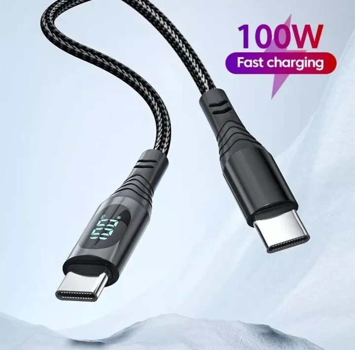USB-C Type-C Data Cable LED Display Display Charging Cord PD 100W Fast Charging Cord - Image 3 of 4