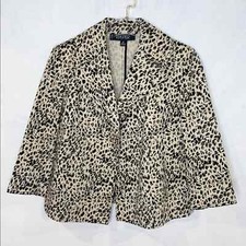 Kasper Women's Leopard Animal Print Open Blazer Cropped Length 6P