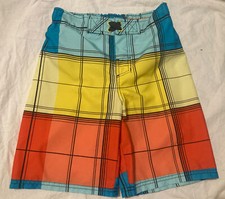 Boys Cherokee bathing suit Swim Trunks plaid inner mesh M medium waist 26 NWT
