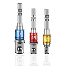 Impact Grade Socket Adapter Set Using Crv Steel 3" Extension Bit 3piece 1/4" 3/8