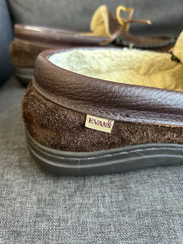 Chinelos LB Evans Masculino ATLIN Couro Camurça Mocassim Sherpa Forrado Casa Tamanho 7 M - Imagem 4 de 4