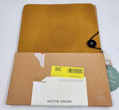 Native Union WFA 12.9'' iPad Folio Cover Button & String Closure Magnet Snap Tan