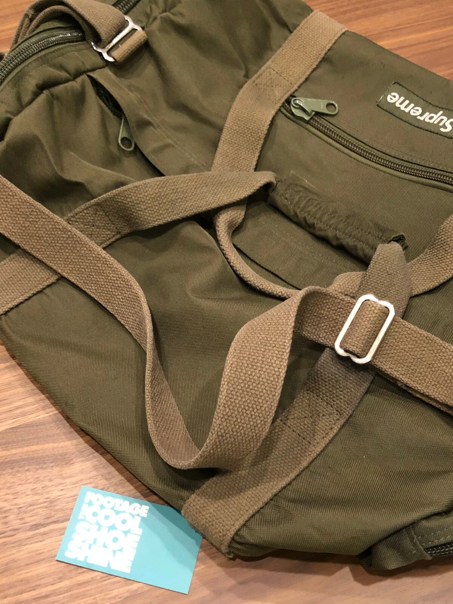 VINTAGE EARLY 2000s SUPREME BOX LOGO DUFFLE BAG OLIVE GREEN BROWN