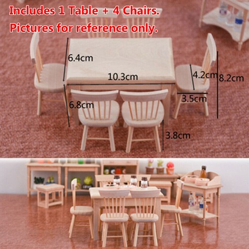 1:12 Dollhouse Miniature 4x Chair / 6x Chair Table Furniture Decoration Ornament - Picture 14 of 25