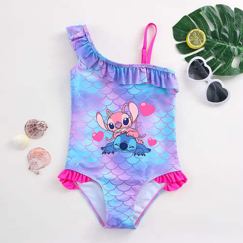 Stitch Girls Swimsuit Fashion Mermaid Fish Scale One-Piece Bathing Suits Childre