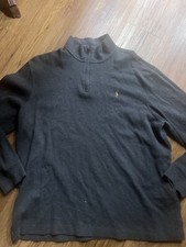 Polo Ralph Lauren Men's 1/4 Zip Sweater XL Estate Rib Charcoal Gray