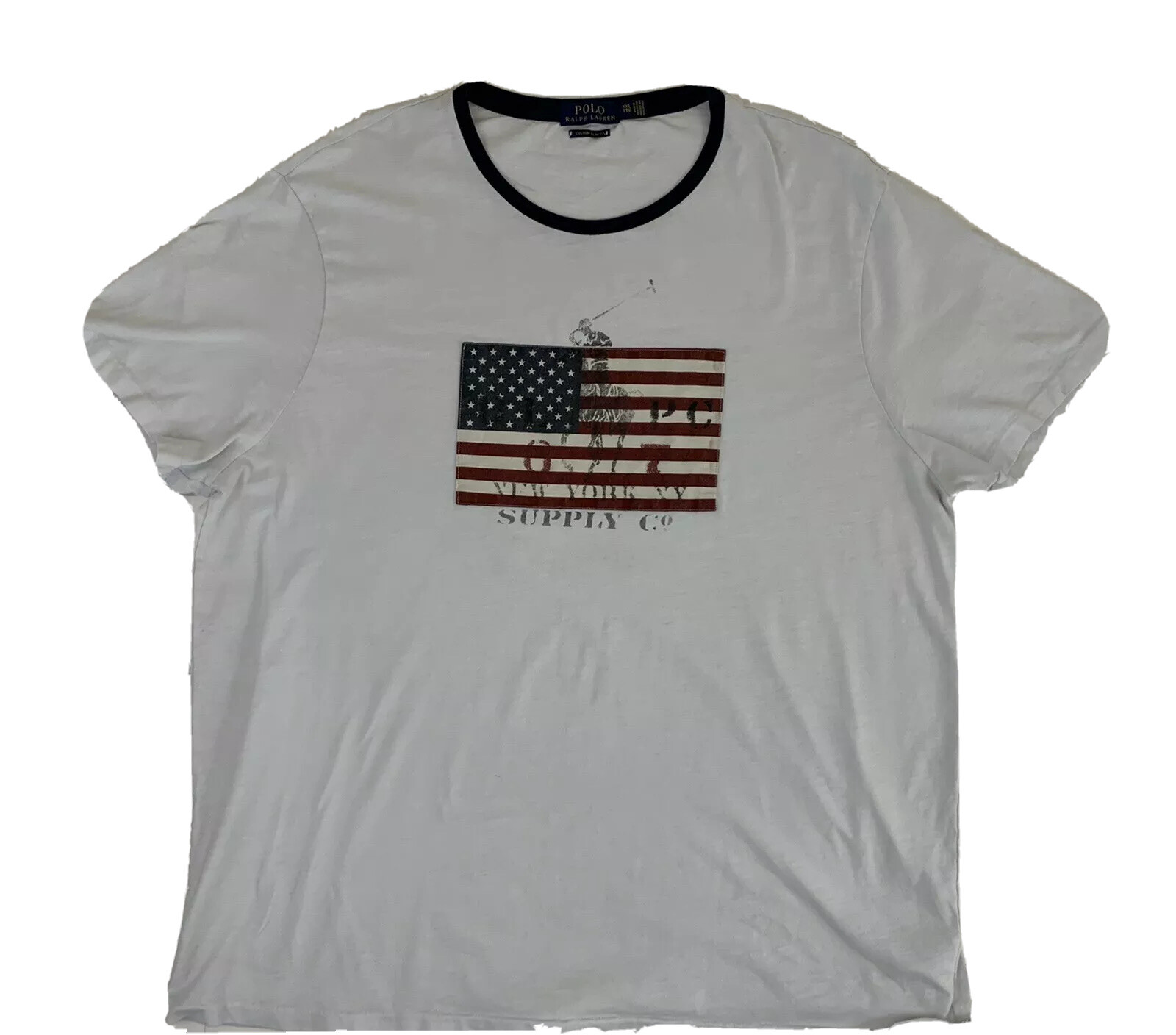 Polo Ralph Lauren Mens American Flag Spell Out T-Shirt Size XXL White Excellent Condition-image