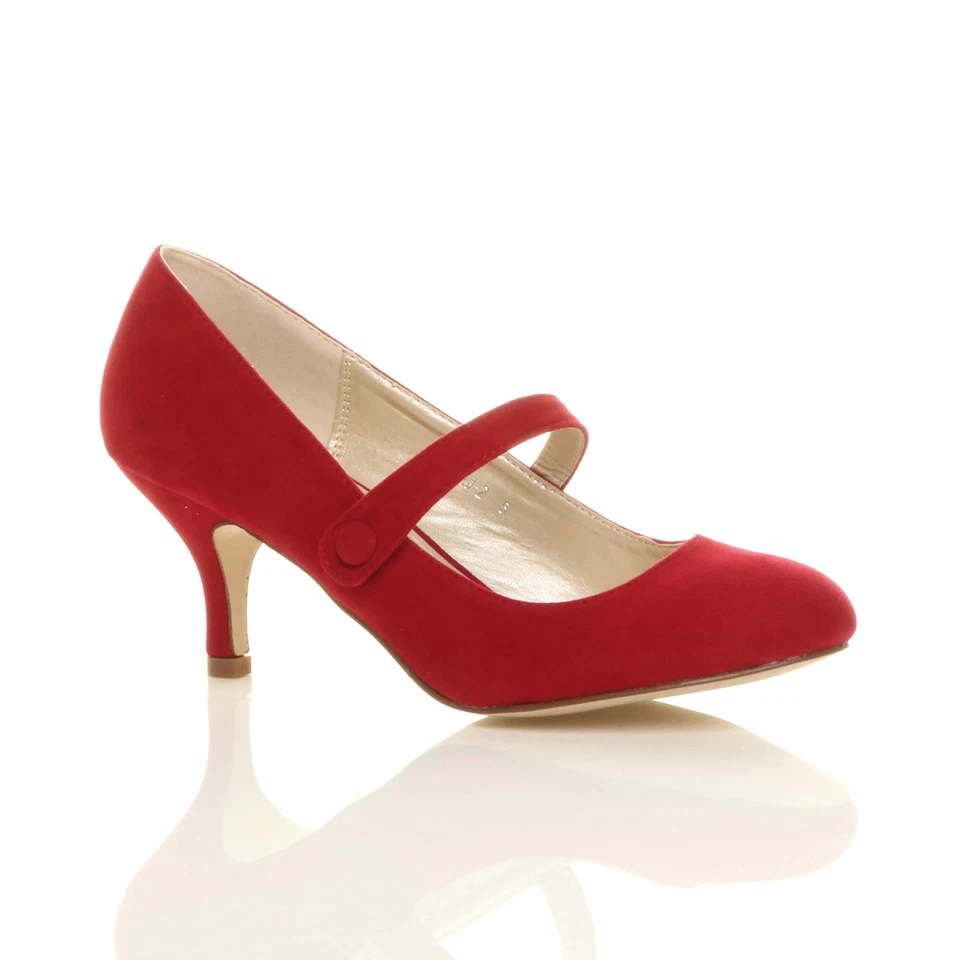 Femme Moyen Haute Talon Sangle Babies Travail Fête Soir Élégant Chaussure Taille - Photo 1/1