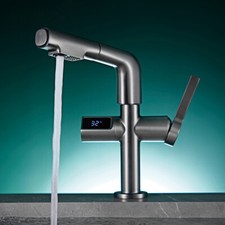 Multi Functional Bathroom Faucets Intelligent Induction Digital Display Design