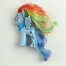 My Little Pony 3" G4 Rainbow Dash Action Figure Hasbro 2010 Hair Blue Necklace