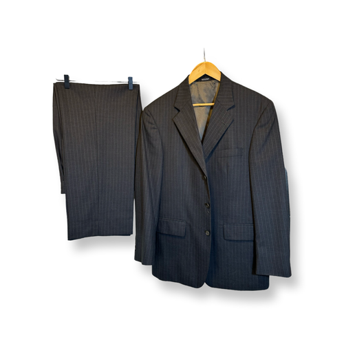 Oscar De La Renta Pinstriped Two-Piece Suit Jacket 40R/Pants 32Wx30L 100% Wool