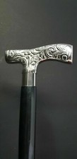 Designer Victorian Derby Handle Walking Stick Brown Wood Brass Spiral Cane