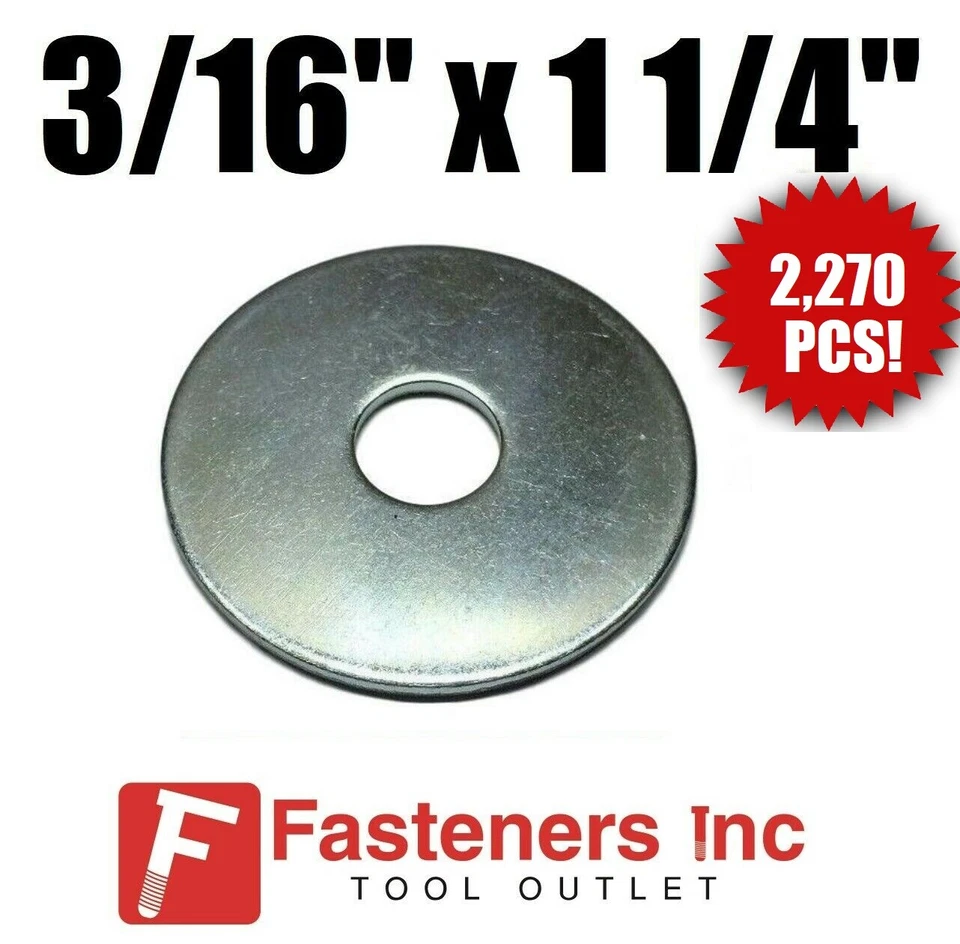 3/16" X 1 1/4" 2270/PCS Bulk Box 50/LBS Zinc Plated Fender Washer 50# Bulk Box