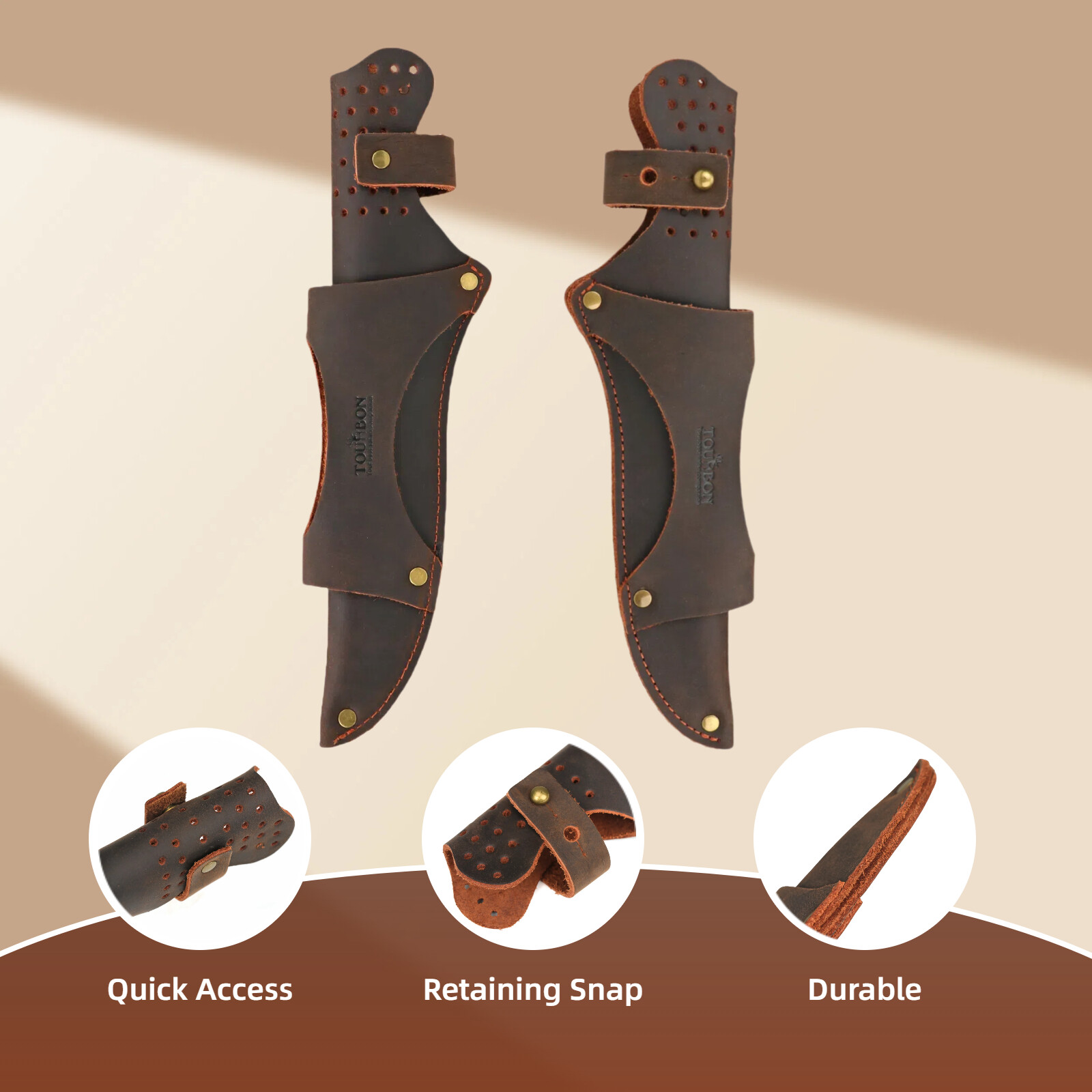 TOURBON Leather 10in Knife Sheath Fixed Blade Protect Tools Carrier Belt Holster