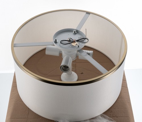 Top Brass Lighting Retro 18x18x8in C-991.07 Fabric Gold Rims Flushmount Ceiling - Picture 3 of 19