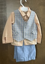 Vintage Boy's 3 Piece Suit 2T Toddler Child Vest Shirt Pants Easter Wedding Boy