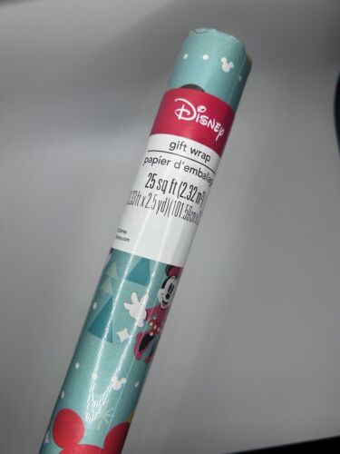 Papel de envoltura de Navidad azul de Disney Minnie Mouse y Mickey Mouse 25 pies cuadrados - Imagen 1 de 5