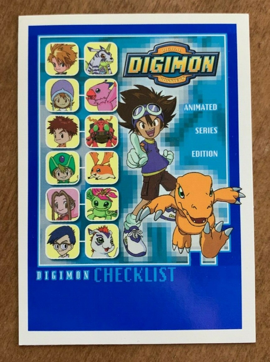 digimon series 1 card list Digimon Trading Card Animated Series 1 Digimon Checklist