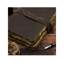 Vintage Genuine Leather Journal Deckle Edge Paper Handmade Brown Leather Journal
