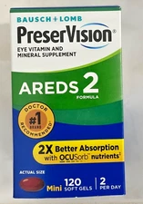 Buy 1 Get 1 Free Bausch & Lomb PreserVision Areds 2 120 Softgels Exp 10/2026