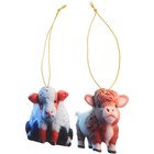 2Pcs Highland Cow Ornament Hanging Cows Decorations Tree Hanging Decor Hanging