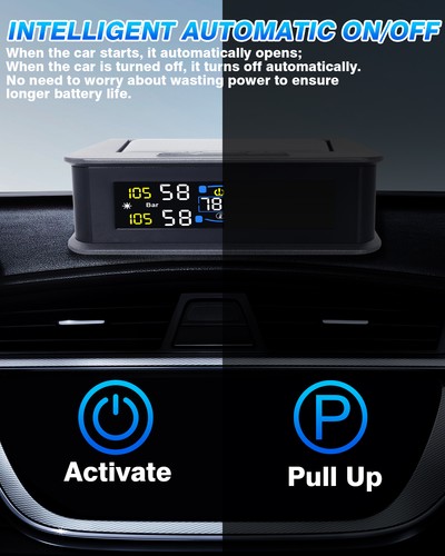 Wireless Solar TPMS LCD Car Tire Pressure Monitoring System + 4 External Sensors - Picture 5 of 9