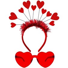 Valentines Heart Headband and Heart Sunglasses Holiday Headband Bopper Party