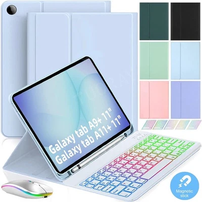 Beleuchtete Tastatur Maus Hülle Mit Stifthalter Für Samsung Galaxy Tab A11+ A9+ - Bild 1 von 4