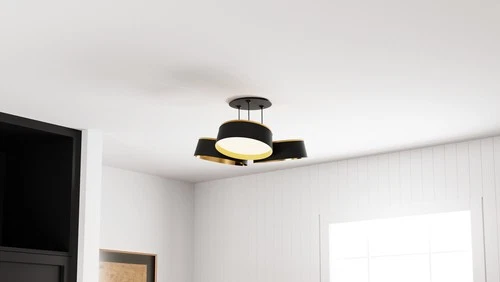 Quoizel BYS1719 Byrnes 19"W LED Semi-Flush Ceiling Fixture - Black - Picture 2 of 7