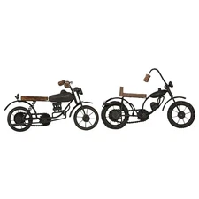 Metal Motorcycle Decorative Sculpture Home Decor 2 PIECES SMALL SIZE Brown
