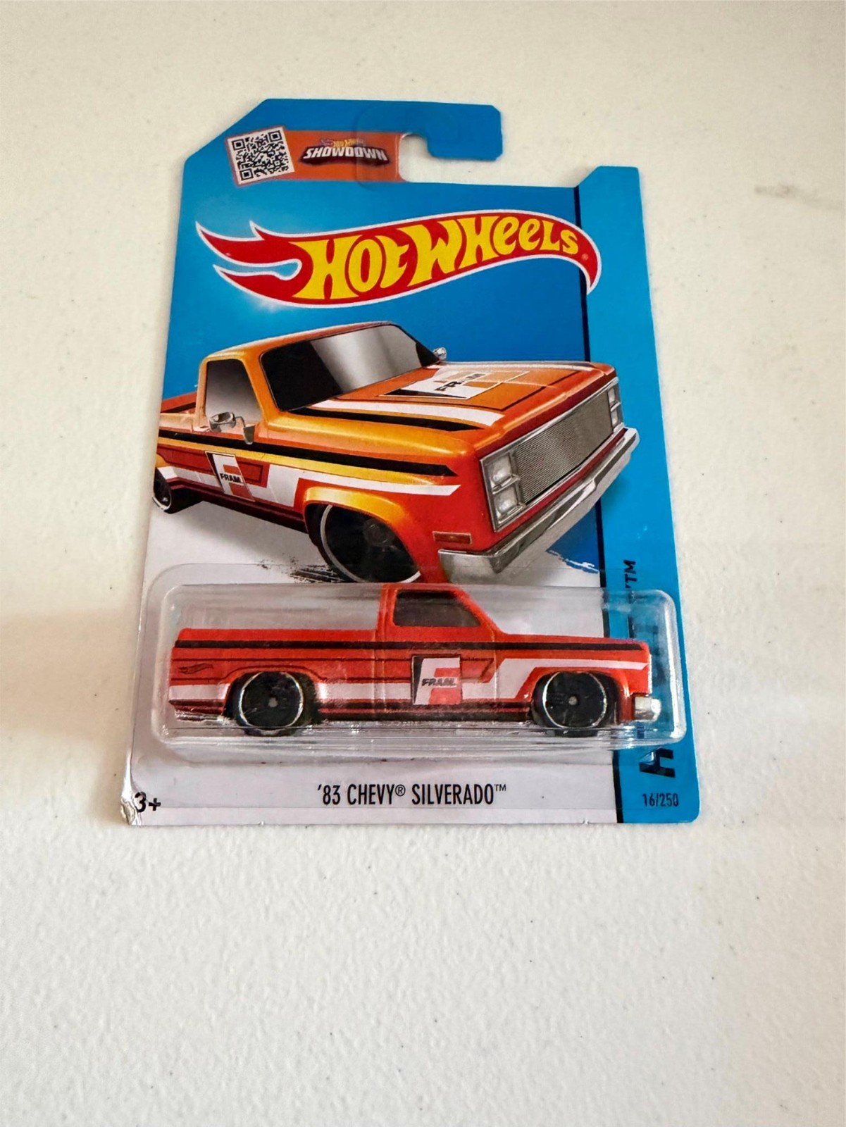 Hot Wheels 83 Chevy Silverado Orange W/Fram Tampos 2015 HW City E95
