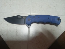 Sog Seal XR Tactical Generic Folding Knife Blue Handle Black Blade 