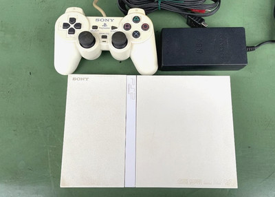 SONY PlayStation 2 SCPH-77000CW White Slim Console Tested w/ Controller, Cable