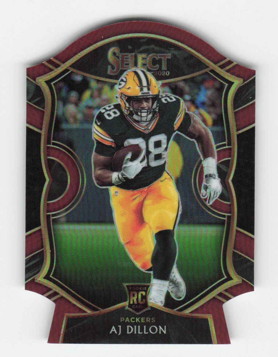 AJ Dillon 2020 Panini Select Red Prizm Die Cut RC #65