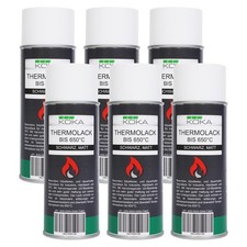 6x KOKA Thermolack schwarz bis 650°C hitzebeständig UV Schutz KFZ Auspuff Lack