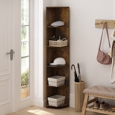 Econ 5-Tier Corner Shelf Bookcase Bookshelf Amber Pine