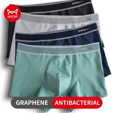 MiiOW Men's 3-Pack Cotton Boxer Briefs Breathable Graphene Antibacterial Underwe