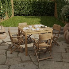 4 Seater Wooden Garden Dining Table Square Outdoor Patio Acacia Table Furniture 