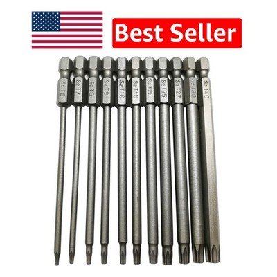 Durable 11-Piece Torx Screwdriver Set - T6-T40 with Magnetizable Heads, 1/4 Inch