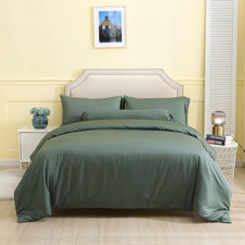 Cooling Luxury 3-Piece Bamboo Duvet Cover Set - Dark Green King Size