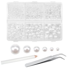 TOAOB 5000 Pezzi Mezze Perle Semicircolari Biancho Cabochon Piatta Perline A