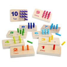 Montessori Number Counting Blocks Peg Board Toys, Wooden Math Manipulative Ma...