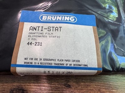 Bruning Anti-Stat Drafting Film 3 MIL 8.5x11 250 Sheets New Sealed Mylar 