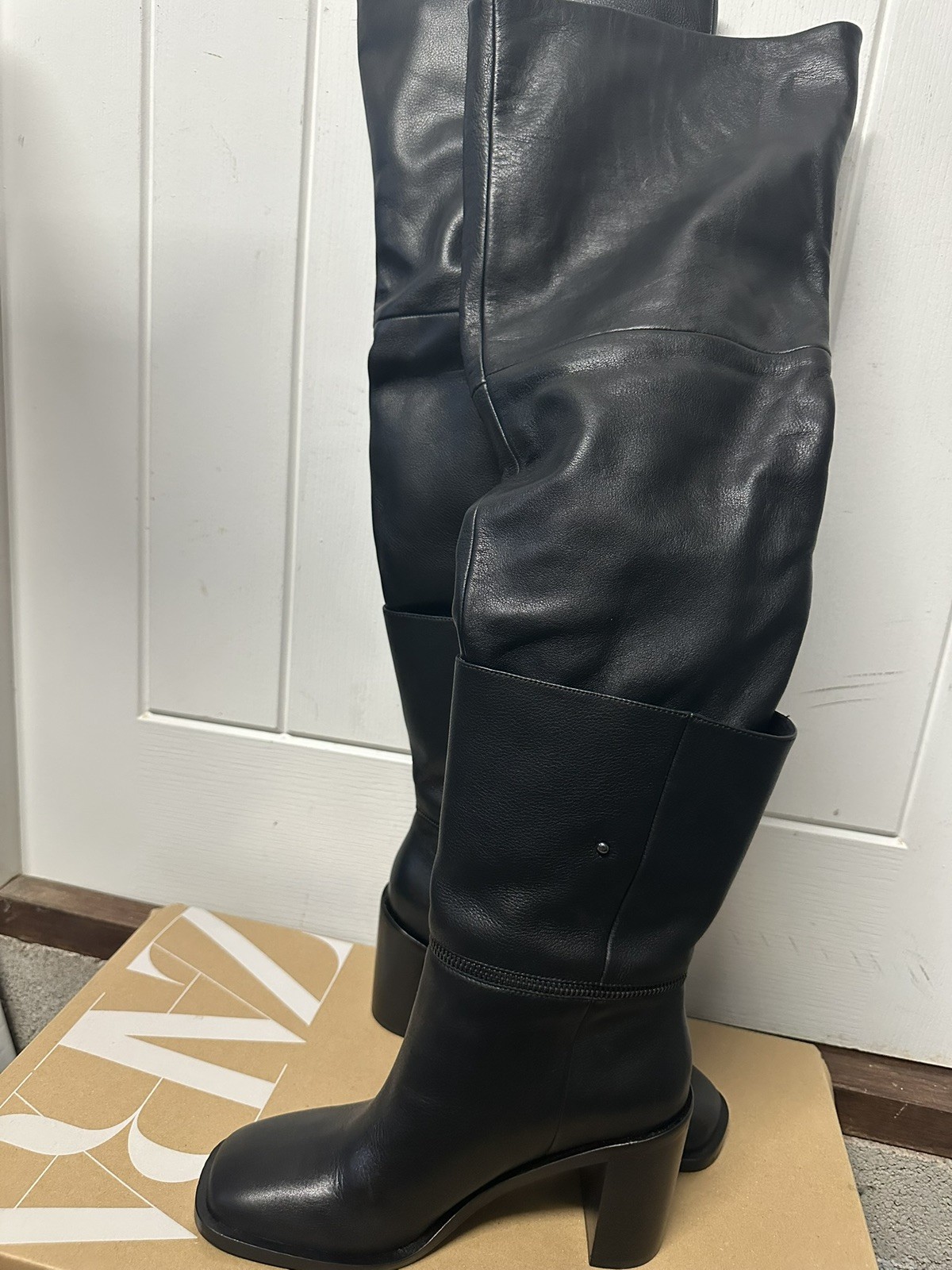 ZARA SRPLS Black Multi position Leather Over The Knee Heeled SIZE UK 5 EU 38 image 3
